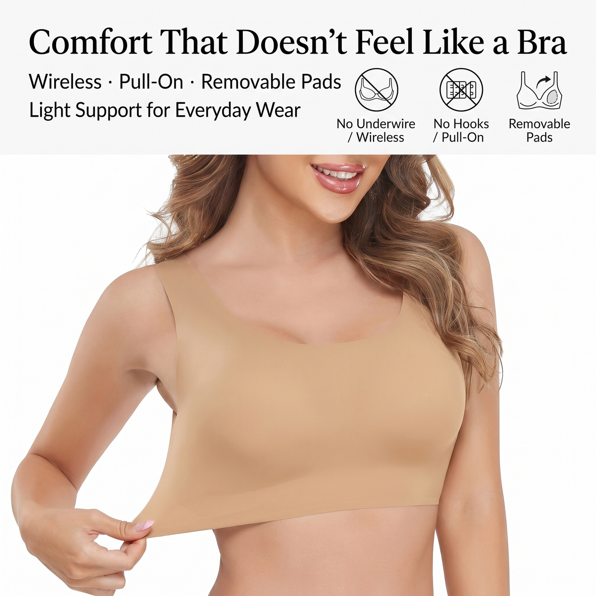 LIXINGNUO | Women's Seamless Wireless Bra with Removable Pads — Comfort Pullover, Sizes S-3X - - Wire-Free Bra by Aylee Attire