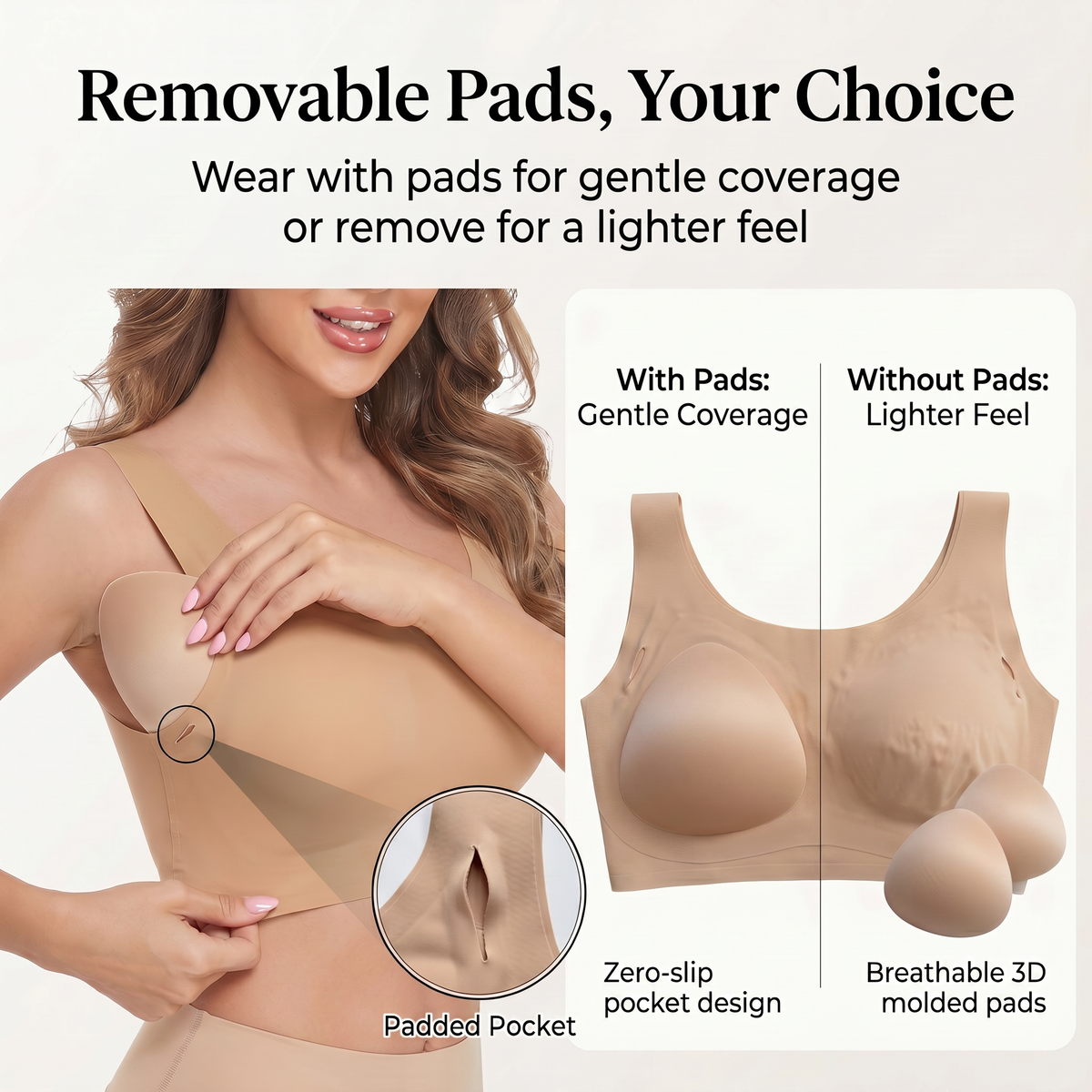 LIXINGNUO | Women's Seamless Wireless Bra with Removable Pads — Comfort Pullover, Sizes S-3X - - Wire-Free Bra by Aylee Attire