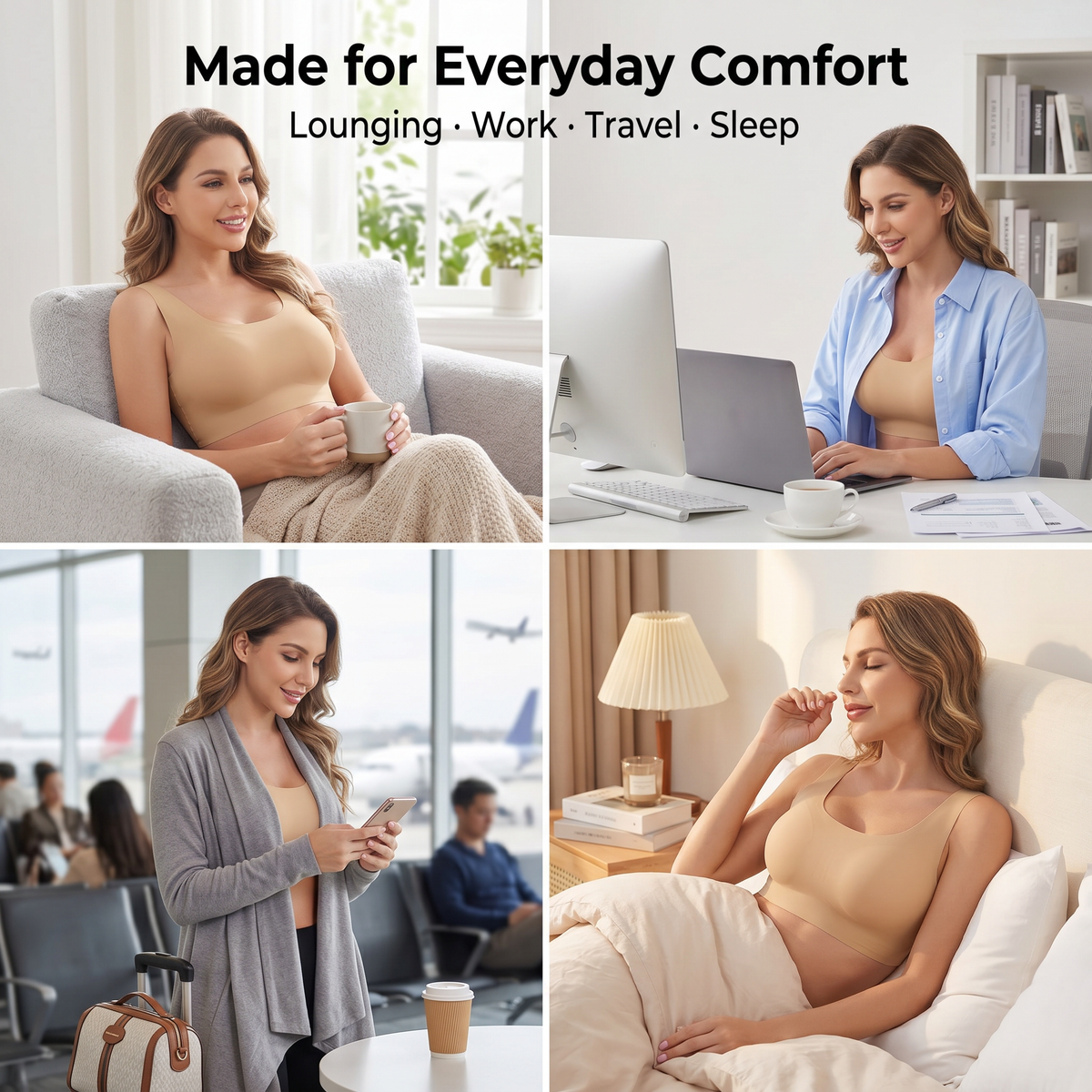 LIXINGNUO | Women's Seamless Wireless Bra with Removable Pads — Comfort Pullover, Sizes S-3X - - Wire-Free Bra by Aylee Attire