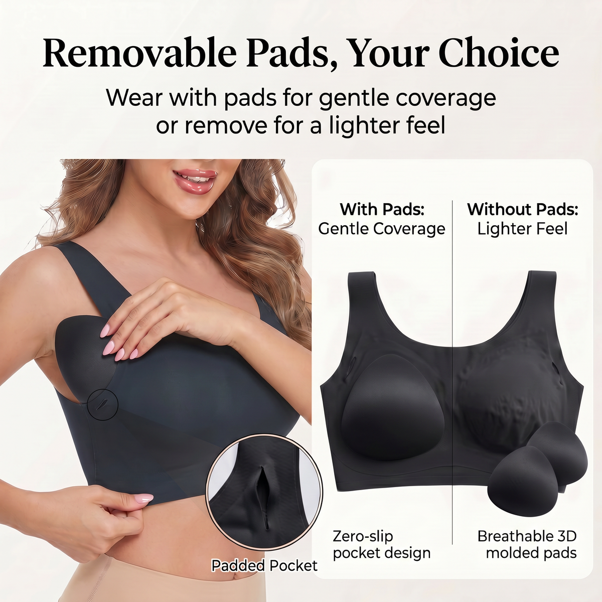 LIXINGNUO | Women's Seamless Wireless Bra with Removable Pads — Comfort Pullover, Sizes S-3X - - Wire-Free Bra by Aylee Attire