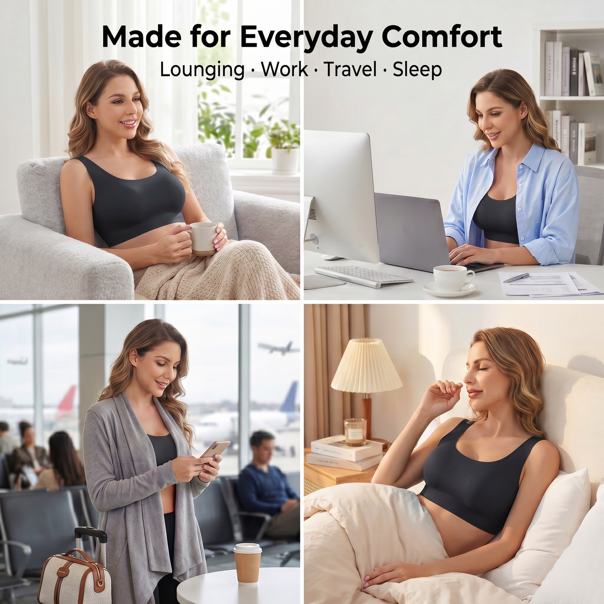 LIXINGNUO | Women's Seamless Wireless Bra with Removable Pads — Comfort Pullover, Sizes S-3X - - Wire-Free Bra by Aylee Attire