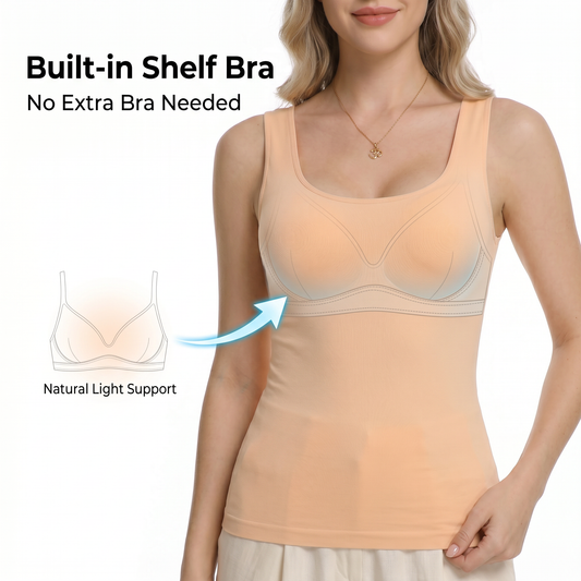 Aylee Seamless Built-In Bra Tank Top | Wireless Camisole with Removable Pads - - Wire-Free Bra by Aylee Attire