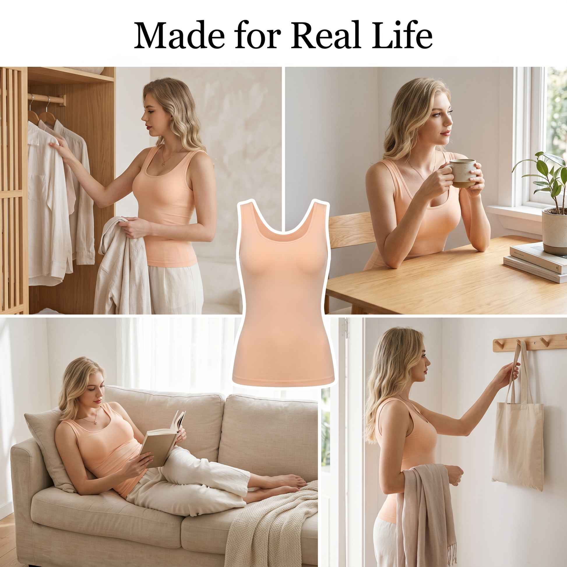 Aylee Seamless Built-In Bra Tank Top | Wireless Camisole with Removable Pads - - Wire-Free Bra by Aylee Attire