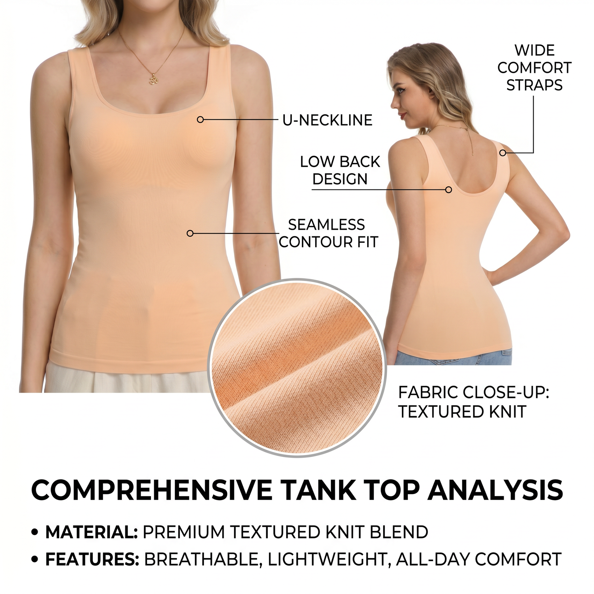 Aylee Seamless Built-In Bra Tank Top | Wireless Camisole with Removable Pads - - Wire-Free Bra by Aylee Attire