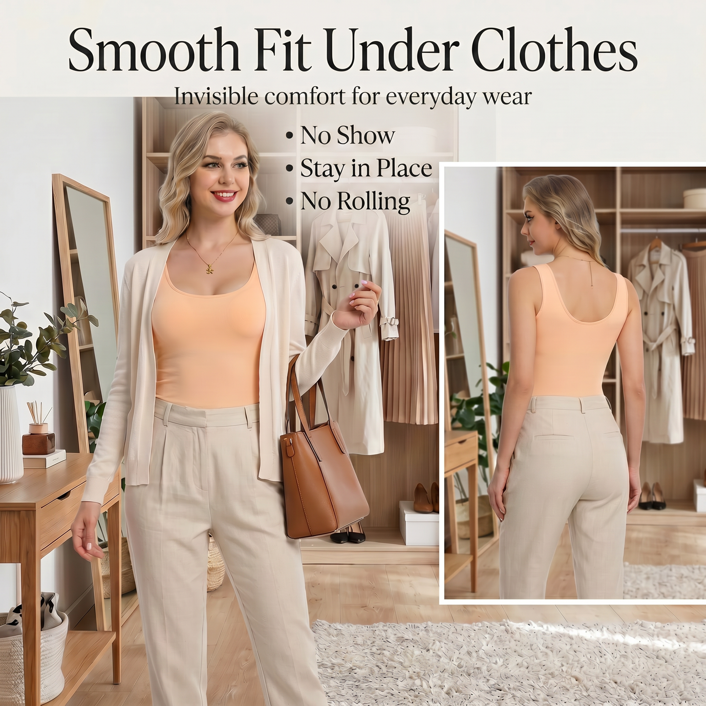 Aylee Seamless Built-In Bra Tank Top | Wireless Camisole with Removable Pads - - Wire-Free Bra by Aylee Attire