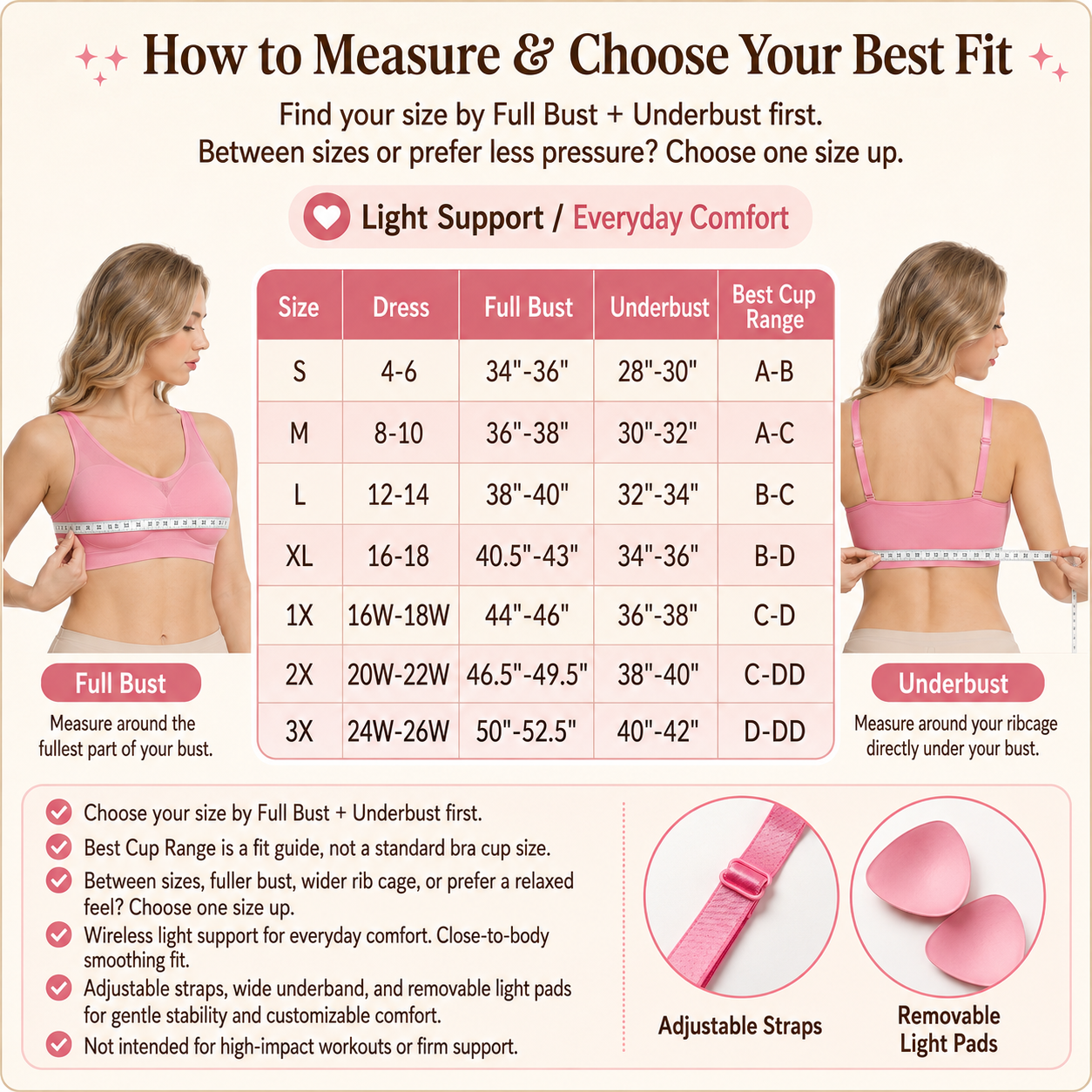 LIXINGNUO Seamless Wirefree Bra for Women, Removable Pads, Mesh Neckline