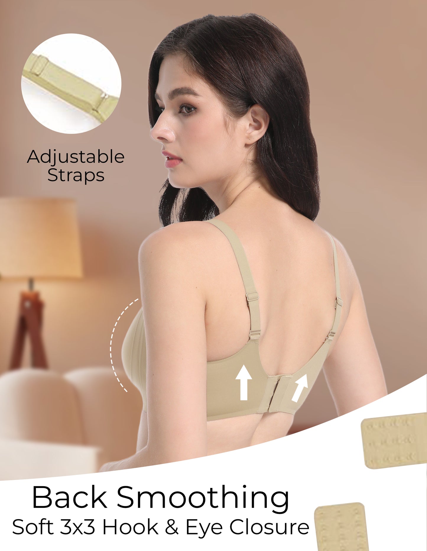 Wireless Bra with Mesh Trim Neckline