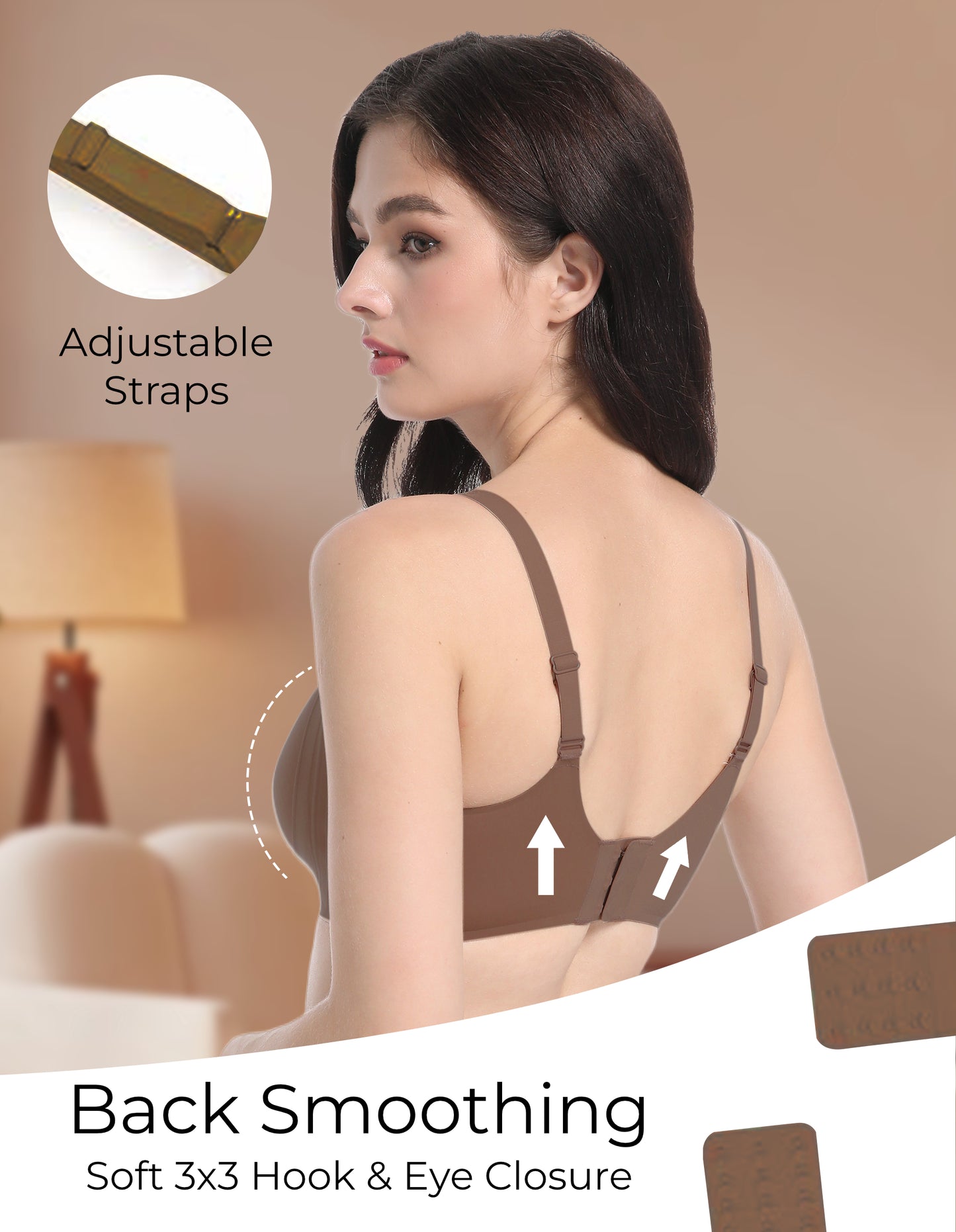 Wireless Bra with Mesh Trim Neckline