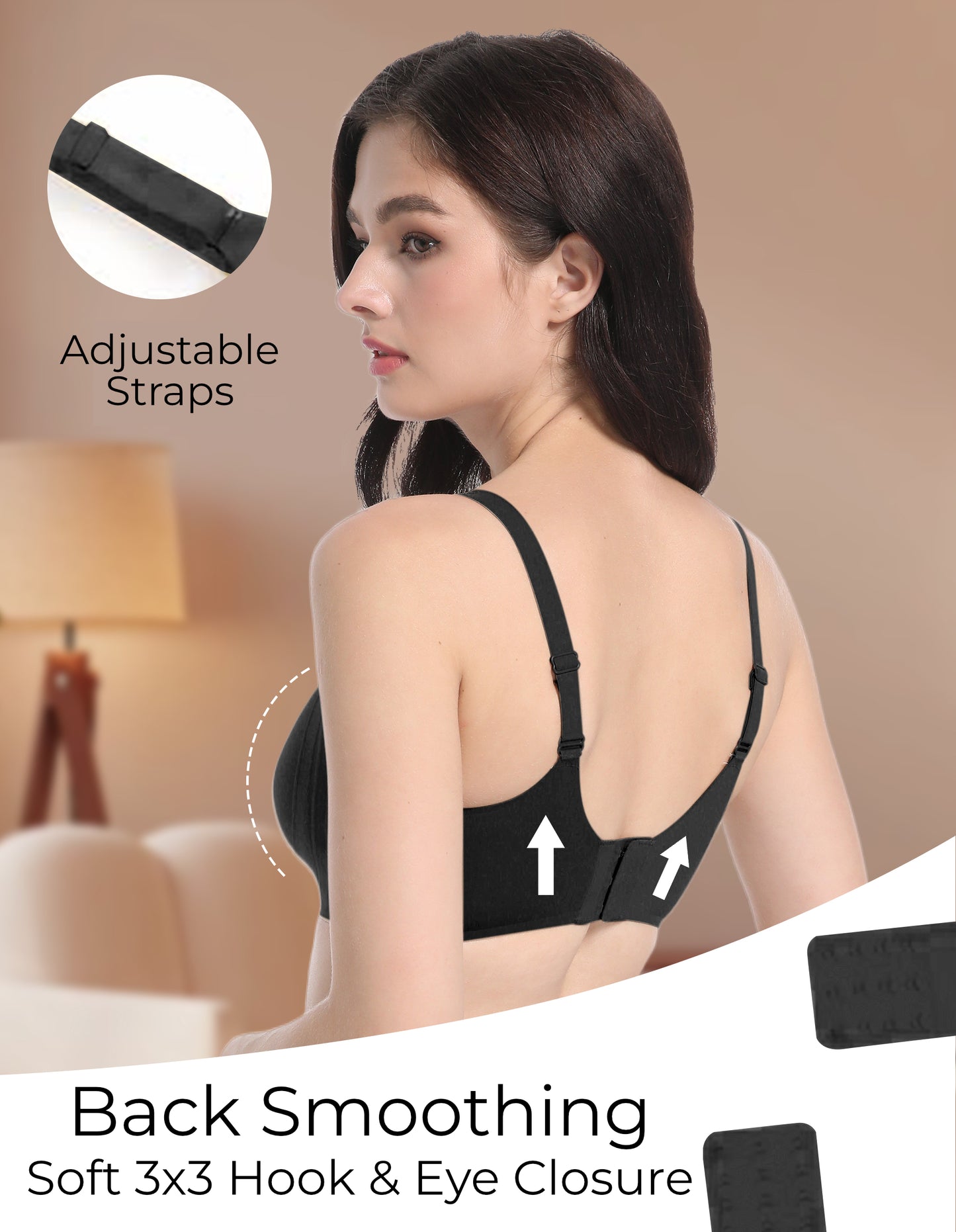 Wireless Bra with Mesh Trim Neckline
