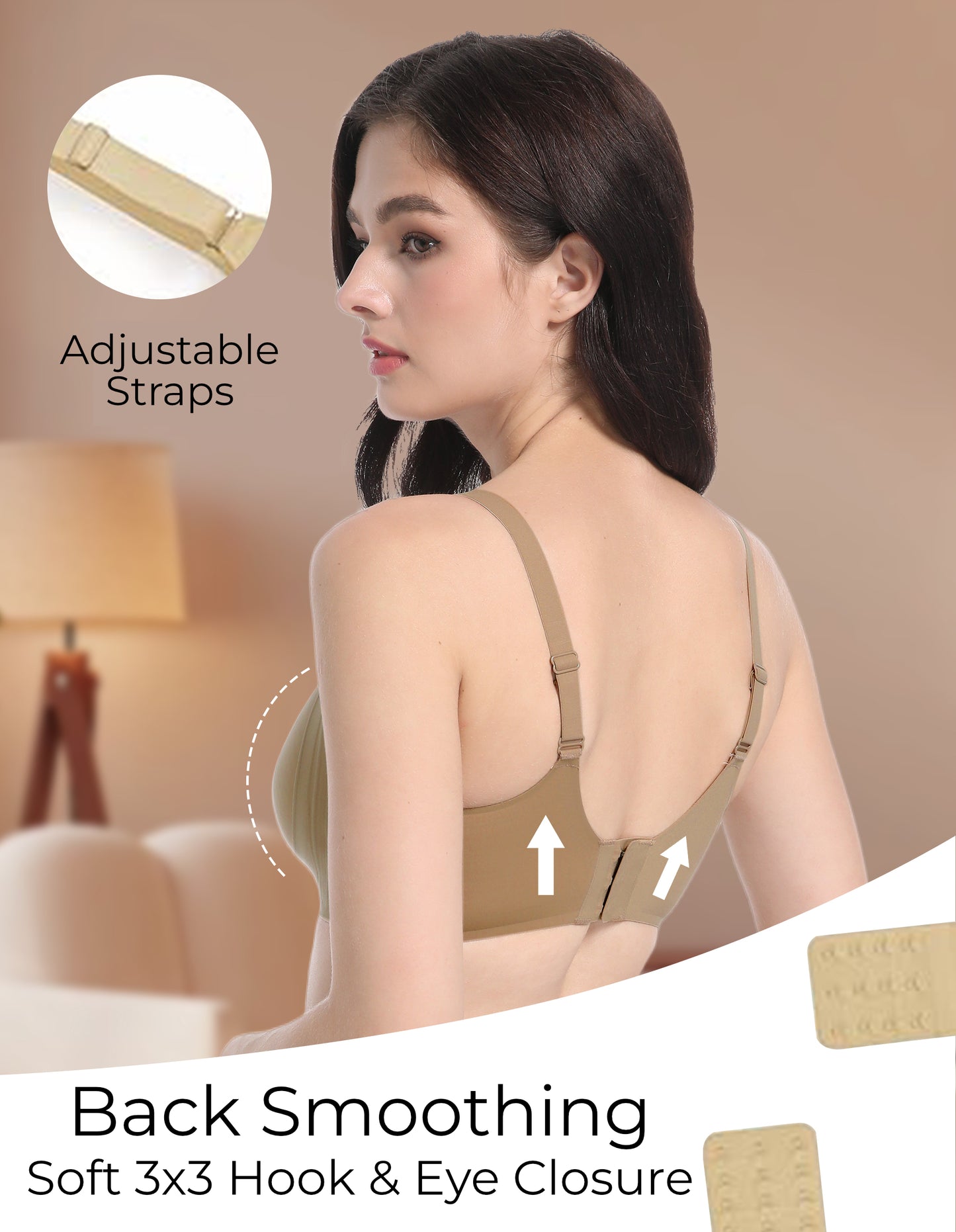 Wireless Bra with Mesh Trim Neckline