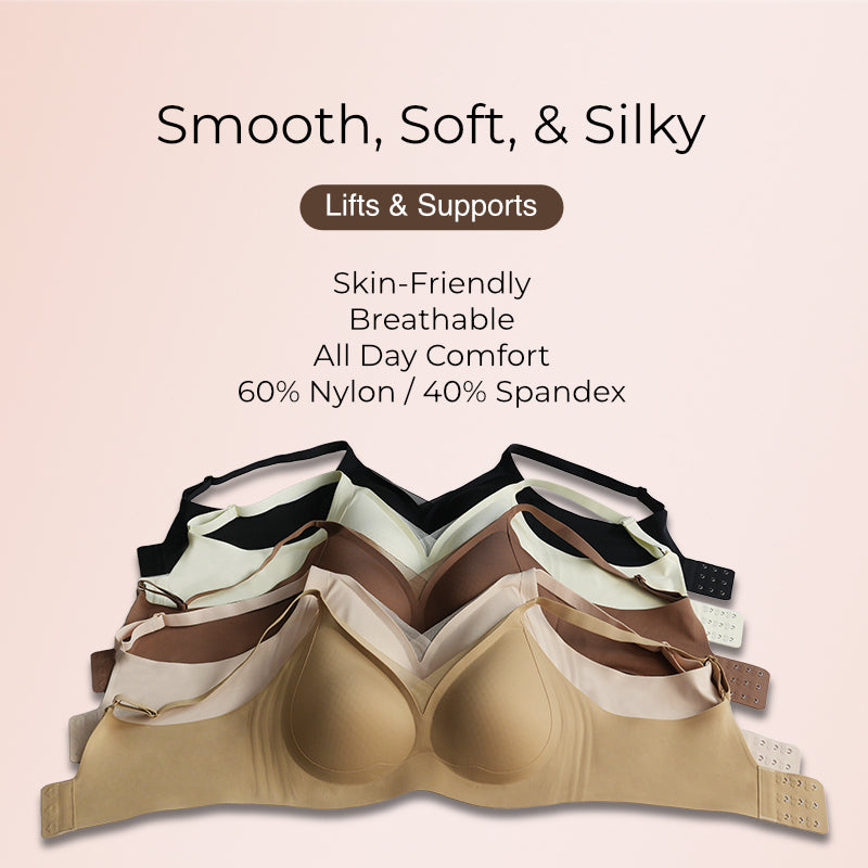 Wireless Bra with Mesh Trim Neckline